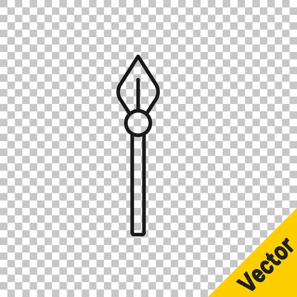 Schwarze Linie Mittelalterliches Speersymbol Isoliert Auf Transparentem Hintergrund Mittelalterliche Waffe — Stockvektor