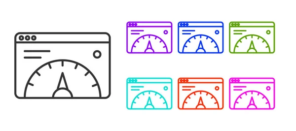 Black Line Web Analytics Information Development Website Statistic Icon Isolated — Vector de stock