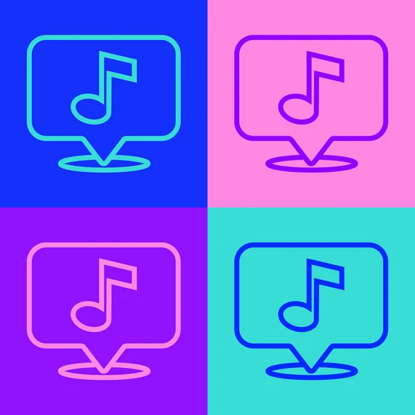 Pop Art Line Musical Note Speech Bubble Icon Isolated Color — Stock Vector