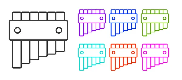 Ligne Noire Icône Flûte Pan Isolé Sur Fond Blanc Instrument — Image vectorielle