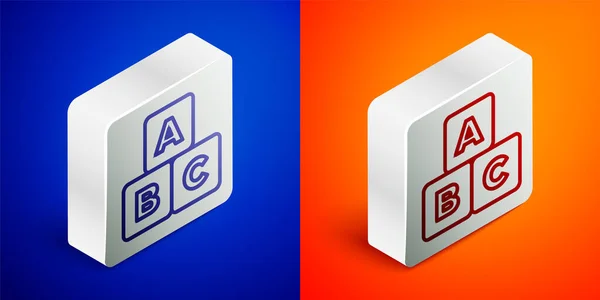 Isometric Line Abc Blocks Icon Isolated Blue Orange Background Alphabet — Stock Vector
