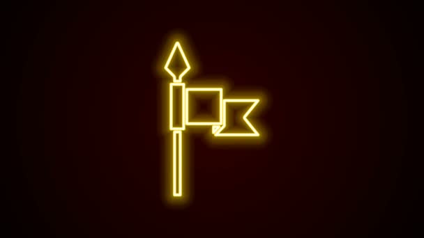 Glowing neon line Medieval spear icon isolated on black background. Medieval weapon. 4K Video motion graphic animation — Stock Video