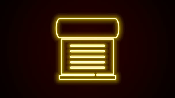 Świecący neon linii Dekret, papier, pergamin, ikona przewijania izolowane na czarnym tle. 4K Animacja graficzna ruchu wideo — Wideo stockowe
