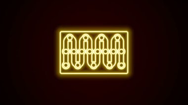 Parlayan neon çizgi oyun simgesi siyah arkaplanda izole edildi. 4K Video hareketli grafik canlandırması