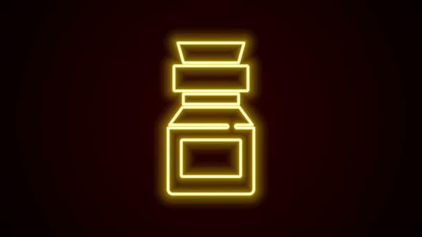 Glowing neon line Poison in bottle icon isolated on white background. Bottle of poison or poisonous chemical toxin. 4K Video motion graphic animation — Stock Video