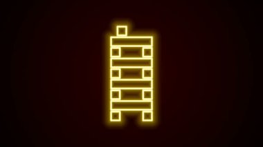 Parlayan neon hattı Mahjong parçaları siyah arkaplanda izole edilmiş. Çin mahjong kırmızı ejderha oyunu emojisi. 4K Video hareketli grafik canlandırması