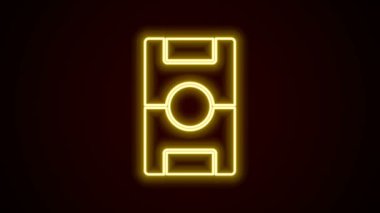 Parlayan neon hattı futbol masası simgesi siyah arkaplanda izole edildi. Hokey masası. 4K Video hareketli grafik canlandırması