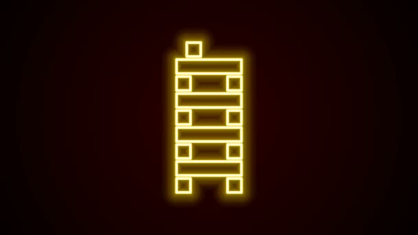 Linha de néon brilhante Mahjong peças ícone isolado no fundo preto. chinês mahjong vermelho dragão jogo emoji. Animação gráfica em movimento de vídeo 4K — Vídeo de Stock