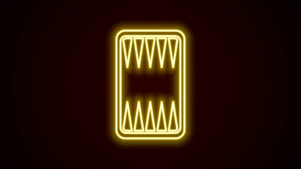 Lysende neonlinje Backgammon brettikon isolert på svart bakgrunn. 4K Video motion grafisk animasjon – stockvideo