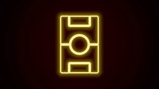 Zářící neonová čára Fotbalový stůl ikona izolované na černém pozadí. Hokejový stůl. Grafická animace pohybu videa 4K — Stock video