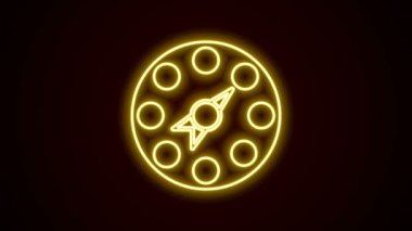 Parlayan neon hattı Twister klasik parti oyunu ikonu siyah arka planda izole edildi. 4K Video hareketli grafik canlandırması