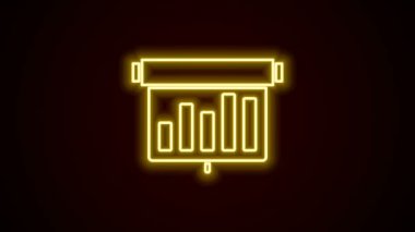 Grafik çizelgesi simgesi siyah arkaplanda izole edilmiş parlak neon çizgi tahtası. Metin dosya simgesini rapor et. Muhasebe tabelası. Denetim, analiz, planlama. 4K Video hareketli grafik canlandırması