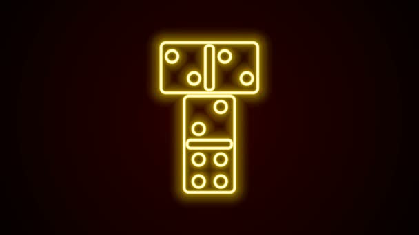 Glowing neon line Domino icon isolated on black background. Animasi grafis gerak Video 4K — Stok Video