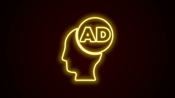 Ragyogó neon vonal Reklám ikon elszigetelt fekete alapon. A marketing és promóciós folyamat koncepciója. Reszponzív hirdetések. Közösségi média reklám. 4K Videó mozgás grafikus animáció — Stock videók