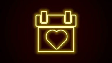 Parlayan neon çizgisi takvim simgesi siyah arkaplanda izole edildi. Olay hatırlatma sembolü. 4K Video hareketli grafik canlandırması