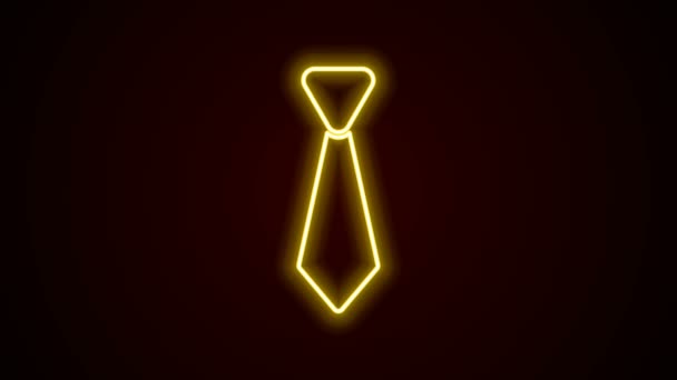 Ragyogó neon vonal Nyakkendő ikon elszigetelt fekete háttérrel. Nyakkendő és nyakkendő szimbólum. 4K Videó mozgás grafikus animáció — Stock videók