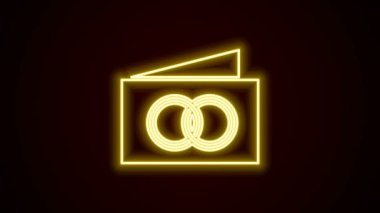 Parlayan neon hattı tebrik kartı simgesi siyah arkaplanda izole edildi. Kutlama için davetiye ya da tebrik kartı şablonu. 4K Video hareketli grafik canlandırması