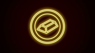 Parlayan neon çizgisi simgesi siyah arkaplanda izole edilmiş. Bankacılık işi konsepti. 4K Video hareketli grafik canlandırması