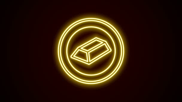 Linea neon incandescente Icona delle barre d'oro isolata su sfondo nero. Concetto di business bancario. Animazione grafica 4K Video motion — Video Stock