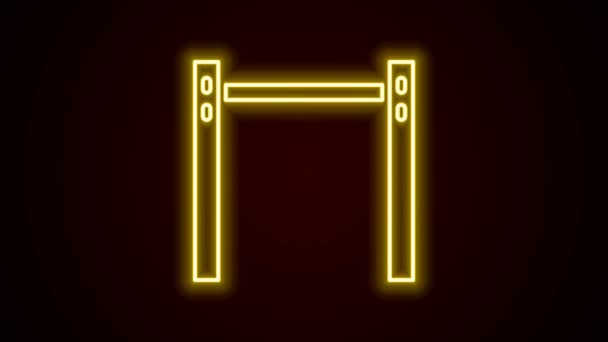 Gloeiende neon lijn Sport horizontale bar pictogram geïsoleerd op zwarte achtergrond. 4K Video motion grafische animatie — Stockvideo