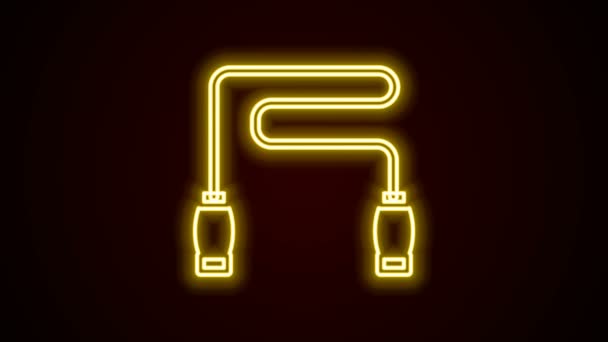 Leuchtende Neon Line Jump Rope Symbol isoliert auf schwarzem Hintergrund. Seilspringen. Sportgeräte. 4K Video Motion Grafik Animation — Stockvideo