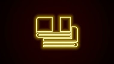 Parlayan neon hattı havlu yığını simgesi siyah arkaplanda izole edildi. 4K Video hareketli grafik canlandırması
