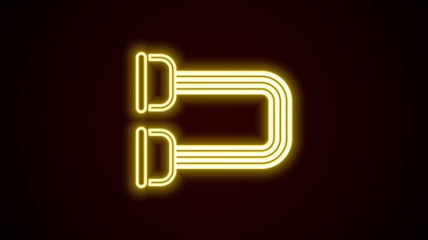 Иконка светящейся неоновой линии груди экспандера выделена на черном фоне. Видеографическая анимация 4K — стоковое видео