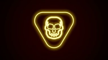 Parlayan neon çizgisi Gitar Seçme simgesi siyah arkaplanda izole edildi. Müzik aleti. 4K Video hareketli grafik canlandırması