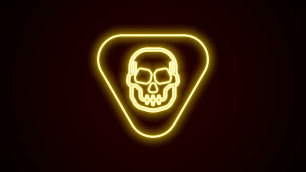 Luminosa linea al neon icona scelta chitarra isolata su sfondo nero. Strumento musicale. Animazione grafica 4K Video motion — Video Stock