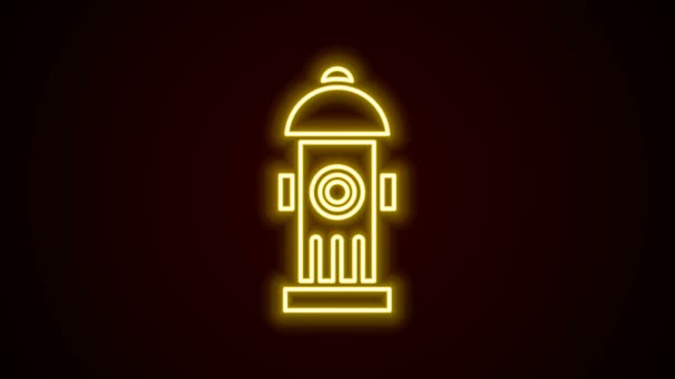 Linea neon luminosa Icona idrante antincendio isolata su sfondo nero. Animazione grafica 4K Video motion — Video Stock