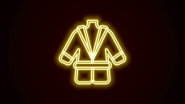 Linea neon luminosa Icona dell'accappatoio isolata su sfondo nero. Animazione grafica 4K Video motion — Video Stock