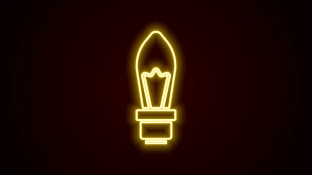 Glödande neon line Glödlampa med begreppet idé ikon isolerad på svart bakgrund. Energi och idé symbol. Inspiration koncept. 4K Video motion grafisk animation — Stockvideo