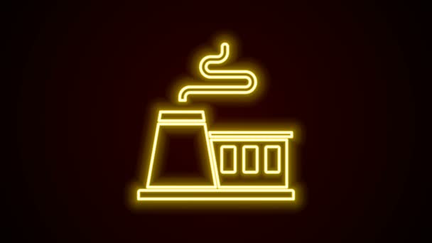 Leuchtende Leuchtschrift Factory Symbol isoliert auf schwarzem Hintergrund. Industriebau. 4K Video Motion Grafik Animation — Stockvideo