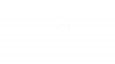 Beyaz arka planda izole edilmiş siyah çizgi cam tüp deney tüpü ikonu. Laboratuvar ekipmanları. 4K Video hareketli grafik canlandırması