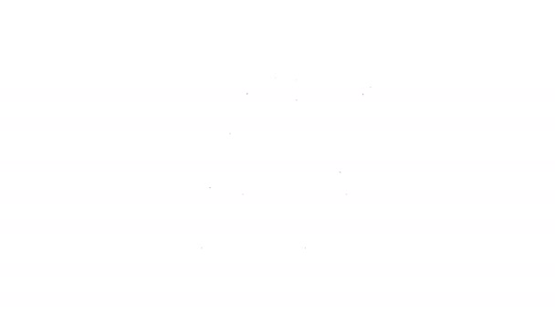 Linea nera Goccia di gocce d'acqua dalla pipetta sull'icona della pianta isolata su sfondo bianco. Sperimentazioni mediche o agricole. Fertilizzanti e pesticidi. Animazione grafica 4K Video motion — Video Stock
