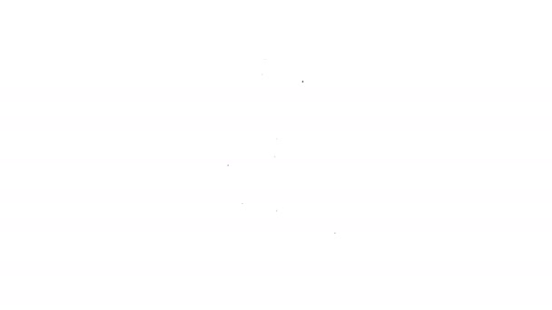 Schwarze Linie Glas Reagenzglas Kolben auf Feuer Heizung Experiment Symbol isoliert auf weißem Hintergrund. Laborgeräte. 4K Video Motion Grafik Animation — Stockvideo