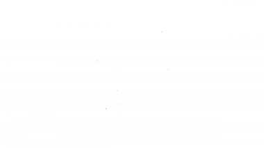 Beyaz arka planda siyah çizgi diş fırçası ve diş macunu ikonu tüpü izole edildi. Tek kullanımlık tuvalet malzemeleri. 4K Video hareketli grafik canlandırması