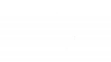 Beyaz arka planda izole edilmiş bir tepsi yiyecek ikonu ile kaplanmış siyah çizgi. Tepsi ve kapak işareti. Kapaklı bir restoran saati. 4K Video hareketli grafik canlandırması