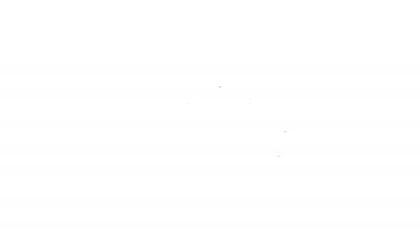 Siyah çizgi yatak odası simgesi beyaz arkaplanda izole edildi. Düğün, aşk, evlilik sembolü. Balayı koleksiyonundan yatak odası yaratıcı ikonu. 4K Video hareketli grafik canlandırması