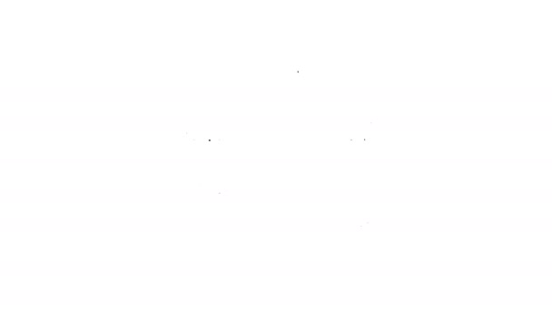 Linha preta Tubo de ensaio e frasco - ícone de ensaio químico em laboratório isolado sobre fundo branco. Sistema de transferência de líquidos. Sinal de vidro de laboratório. Animação gráfica em movimento de vídeo 4K — Vídeo de Stock