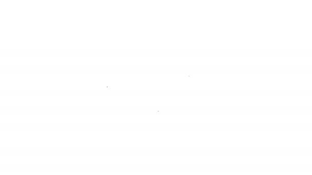 Černá čára Vysoušeč vlasů ikona izolované na bílém pozadí. Vysoušeč. Symbol sušení vlasů. Fouká horký vzduch. Grafická animace pohybu videa 4K — Stock video