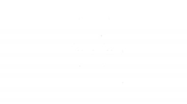 Siyah hat, beyaz zeminde izole edilmiş demiryolu ikonu. Dur işareti. Demiryolu tamponundan hedefe. 4K Video hareketli grafik canlandırması