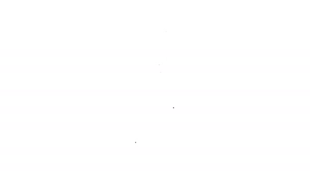Línea negra La reserva de entradas en línea y el icono de la interfaz de la aplicación de compra aislados sobre fondo blanco. Pedido de boletos electrónicos. Billete electrónico de tren en pantalla. Animación gráfica de vídeo 4K — Vídeo de stock