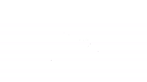 Чорна лінія Плита, виделка і значок ножа ізольовані на білому тлі. Символ столові прибори. Знак ресторану. 4K Відео рух графічна анімація — стокове відео