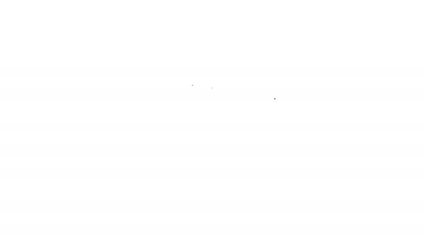 ブラックライン白の背景に隔離されたアンティークの宝箱アイコン。黄金のコインとヴィンテージ木製の胸。4Kビデオモーショングラフィックアニメーション — ストック動画