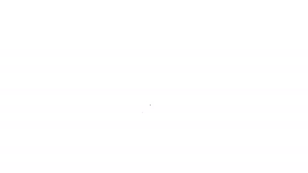 Línea negra Icono de sombrero pirata aislado sobre fondo blanco. Animación gráfica de vídeo 4K — Vídeo de stock