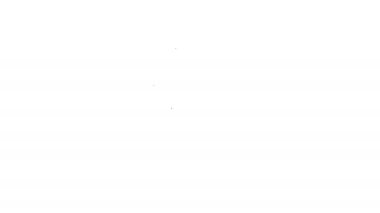 Siyah çizgi Rattle oyuncak ikonu beyaz arka planda izole edildi. Fasulye torbası işareti. 4K Video hareketli grafik canlandırması