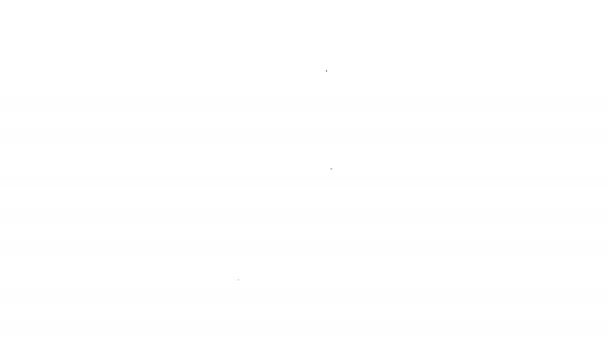 Черная линия Пиратский флаг значок изолирован на белом фоне. Видеографическая анимация 4K — стоковое видео