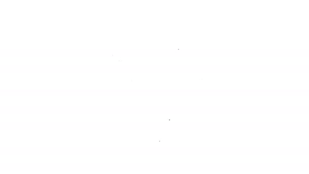 Icona Teschio linea nera isolata su sfondo bianco. Buona festa di Halloween. Animazione grafica 4K Video motion — Video Stock