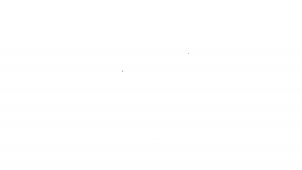 Linha preta Ícone de bandeira pirata isolado no fundo branco. Animação gráfica em movimento de vídeo 4K — Vídeo de Stock